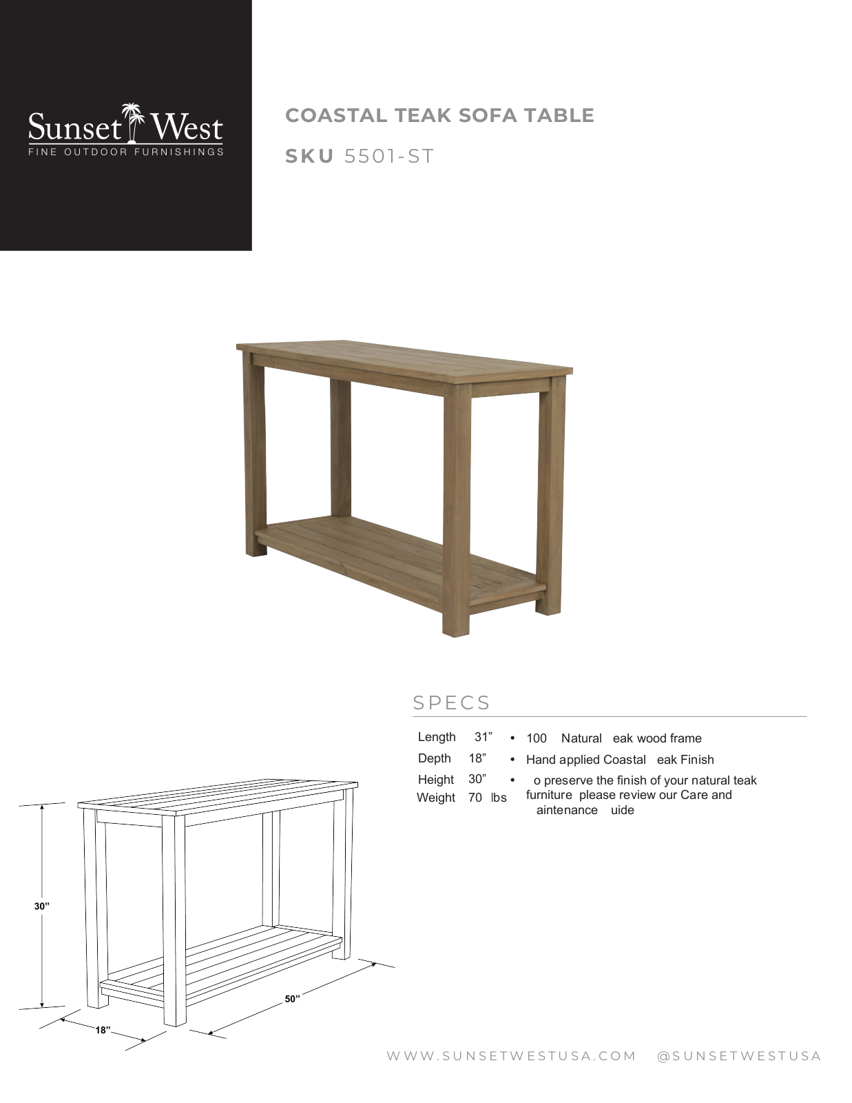 Sunset West XSW10095 Specifications - ManualMachine.com