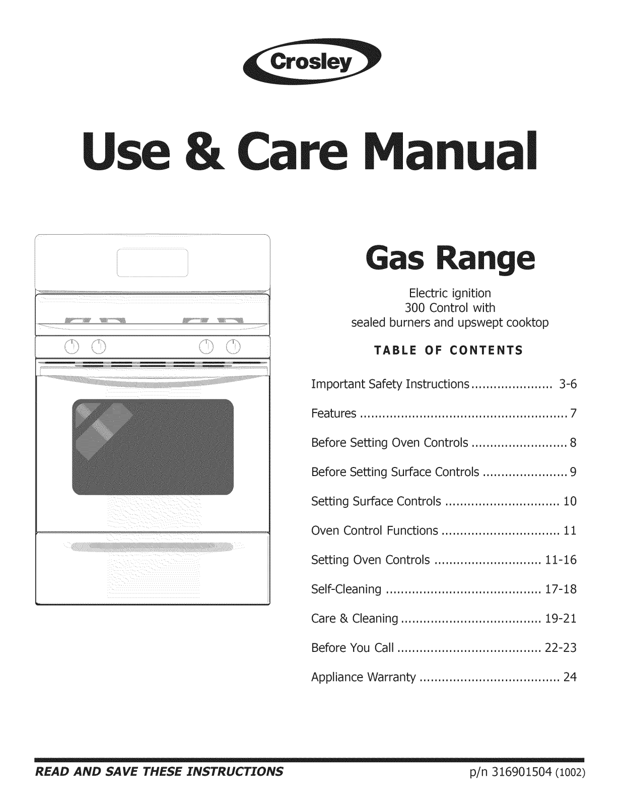 Crosley CRG3480LSH, CRG3480LWA, CRG3480LWF, CRG3480MBA, CRG3480LWE Owner’s Manual