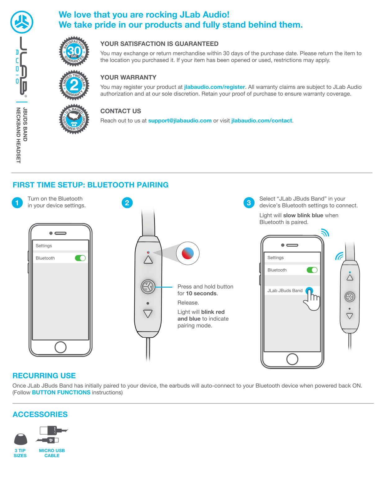 JLab Band Earbuds User Manual