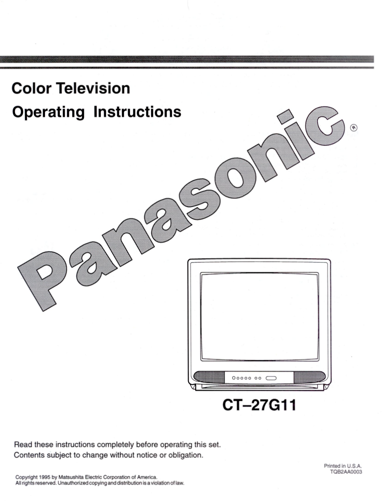 Panasonic CT-27G11U User Manual