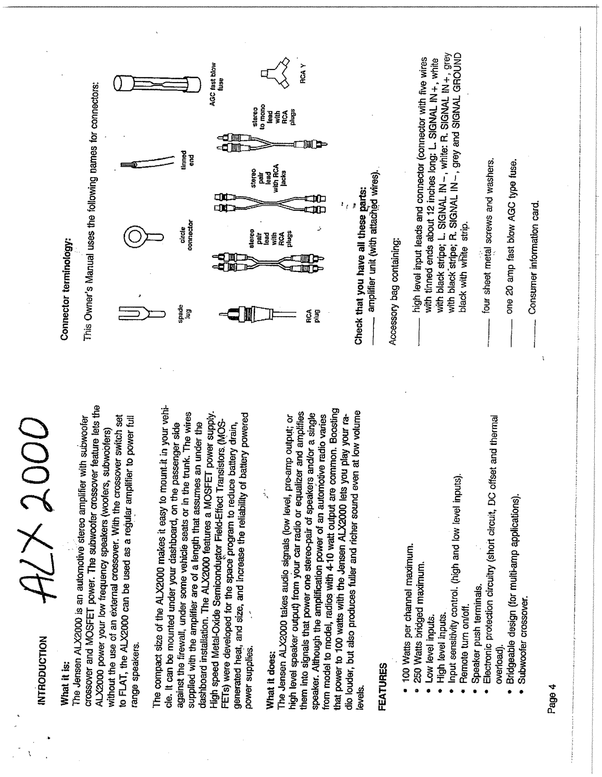 Jensen ALX2000 User Manual