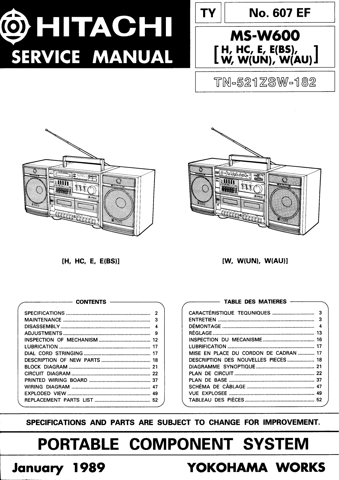 Hitachi MSW-600 Service Manual