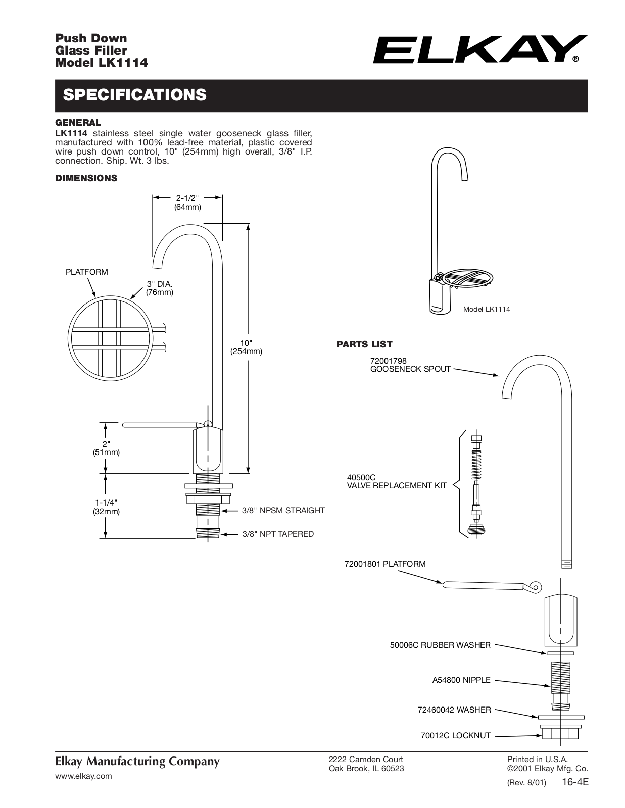 Elkay LK1114 User Manual