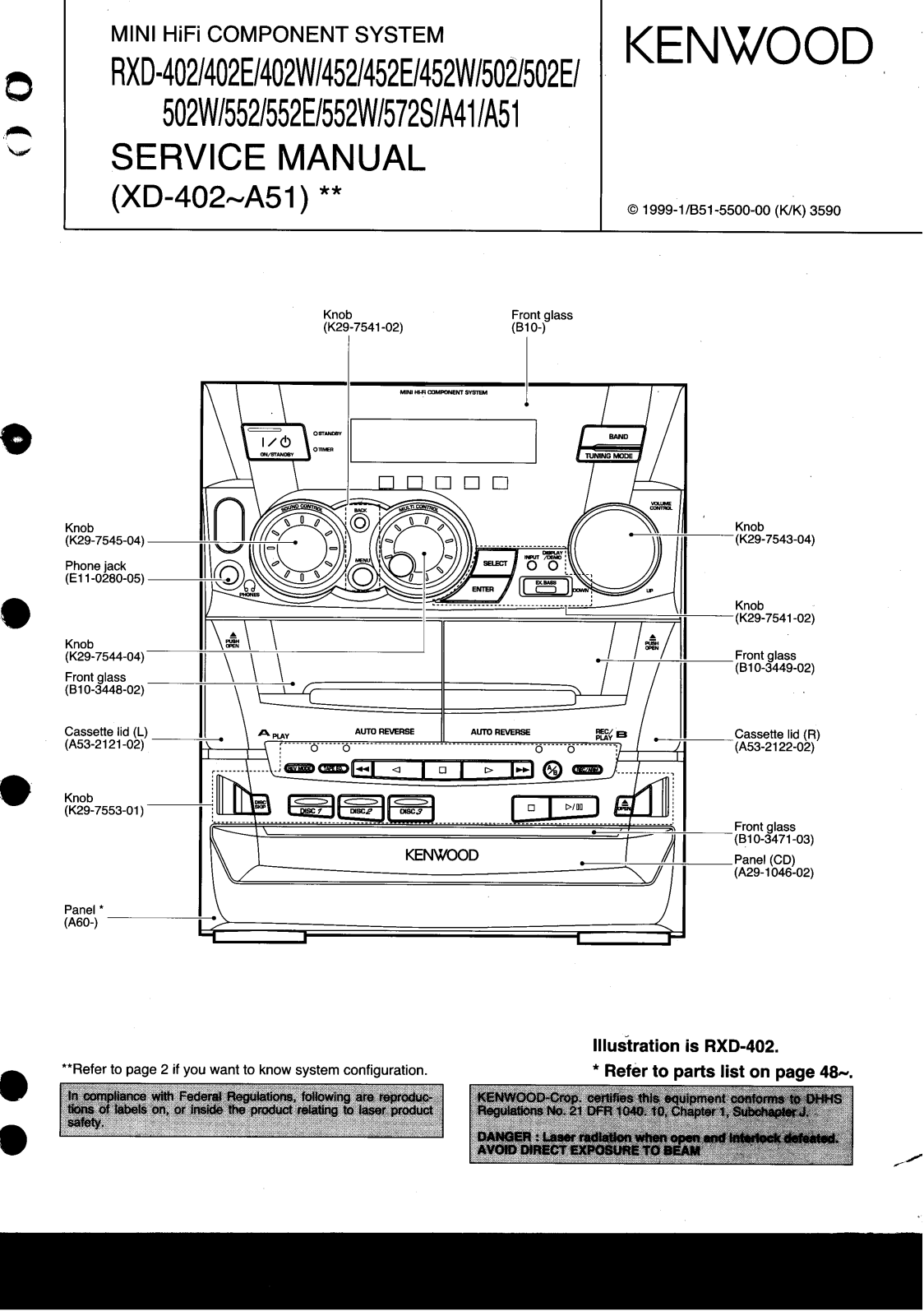 Kenwood RXD-402, RXD-452, RXD-502 Service Manual