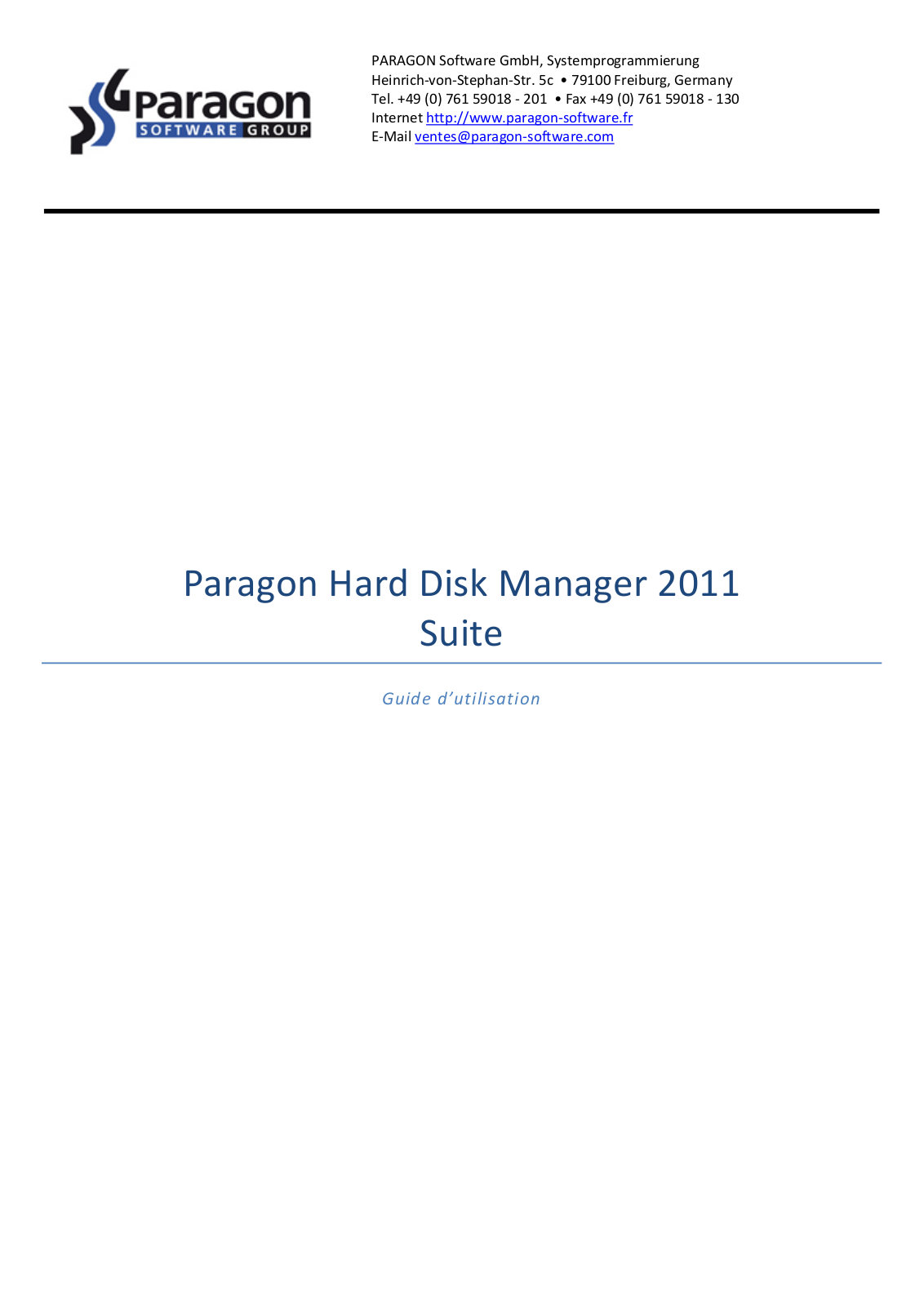 Paragon Hard Disk Manager 2011 professional Instruction Manual