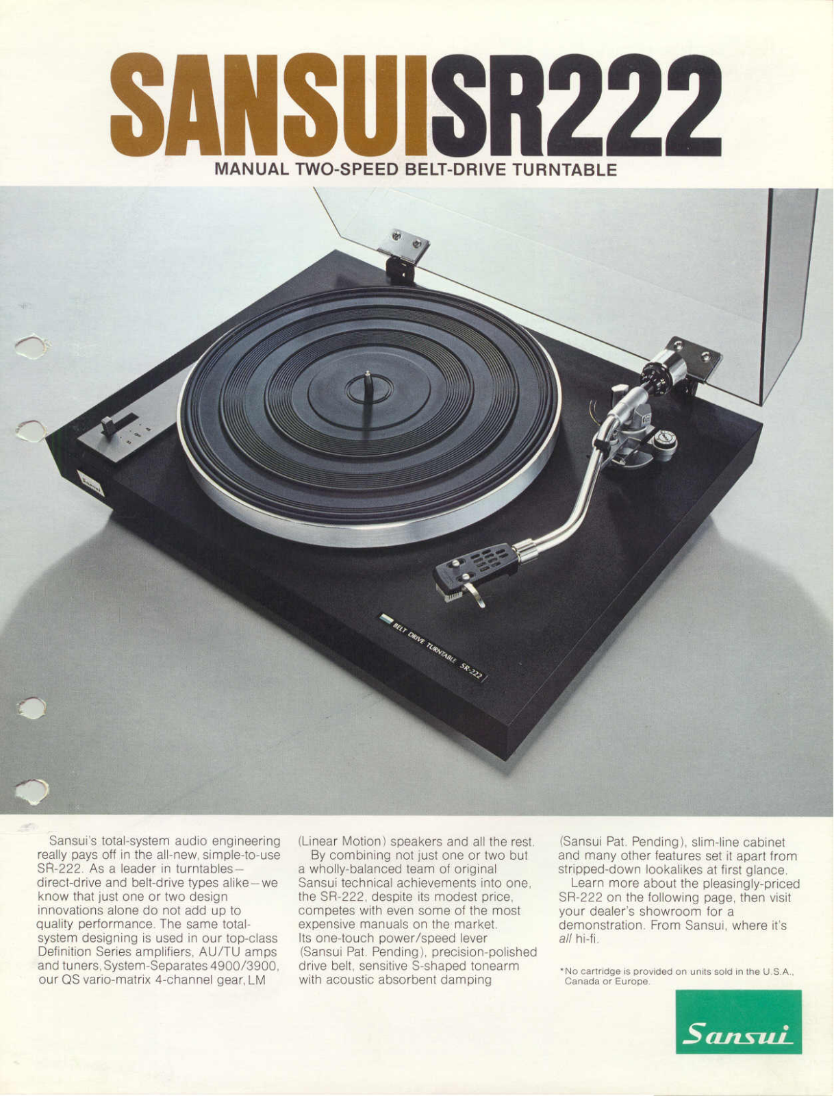 Sansui SR-222 Brochure