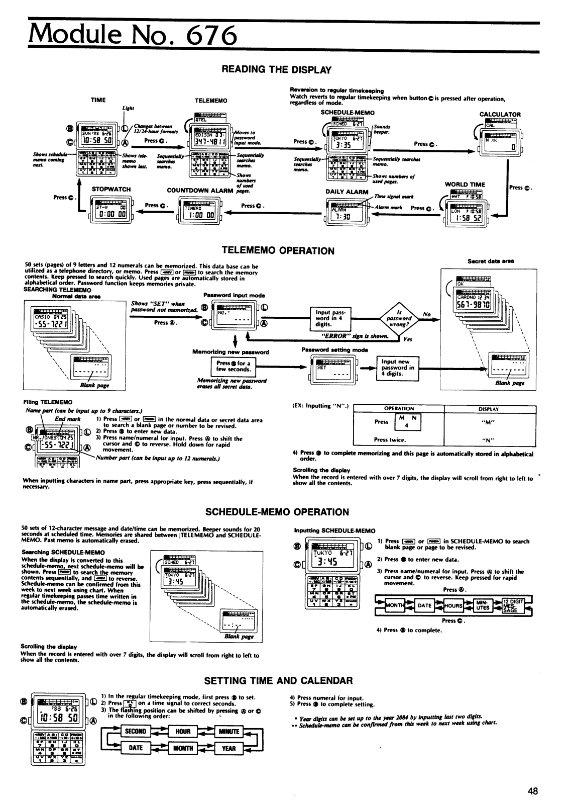 Casio QW-676 User Manual