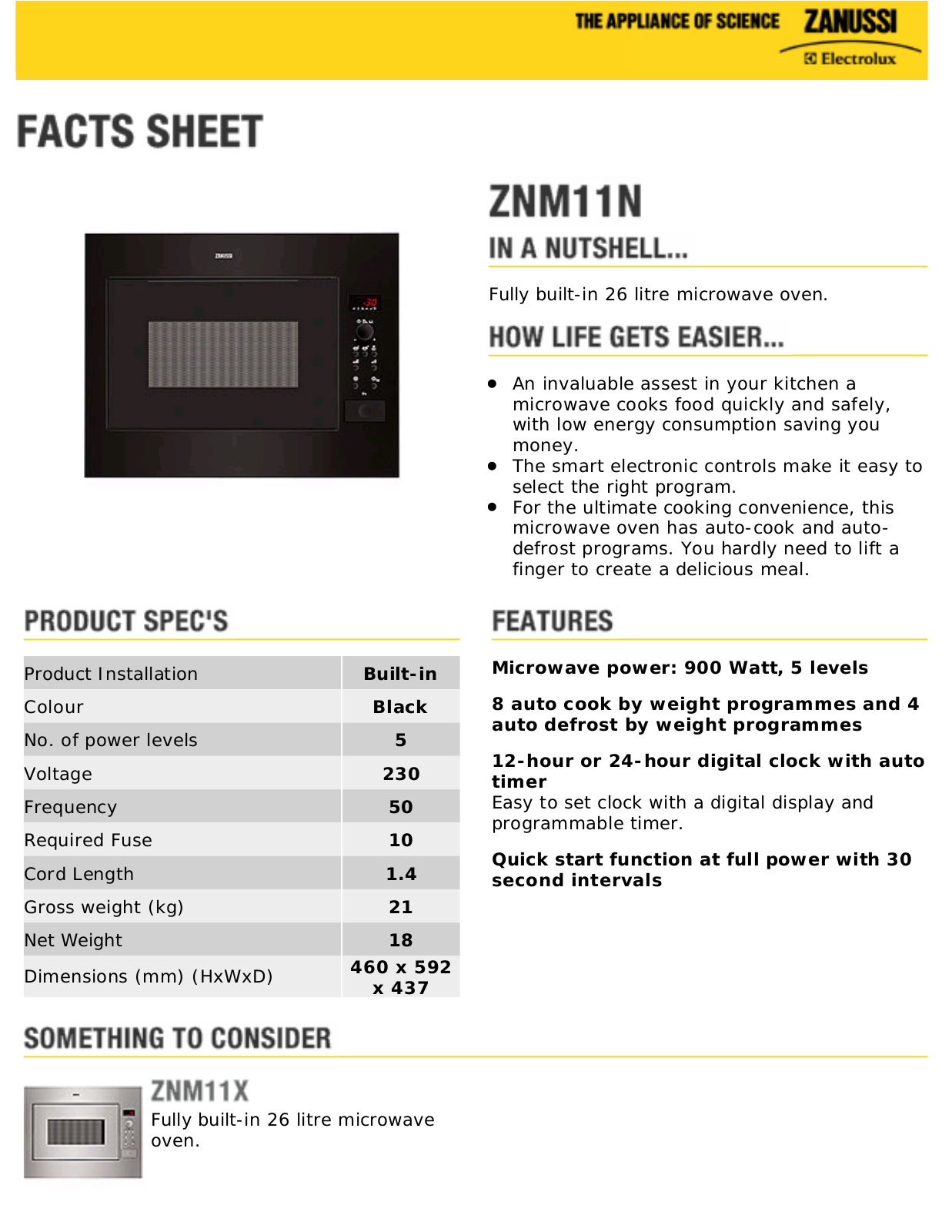 Zanussi ZNM11N Datasheet