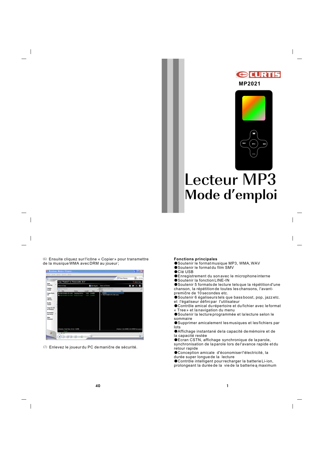 CURTIS MP 2021 Instruction Manual