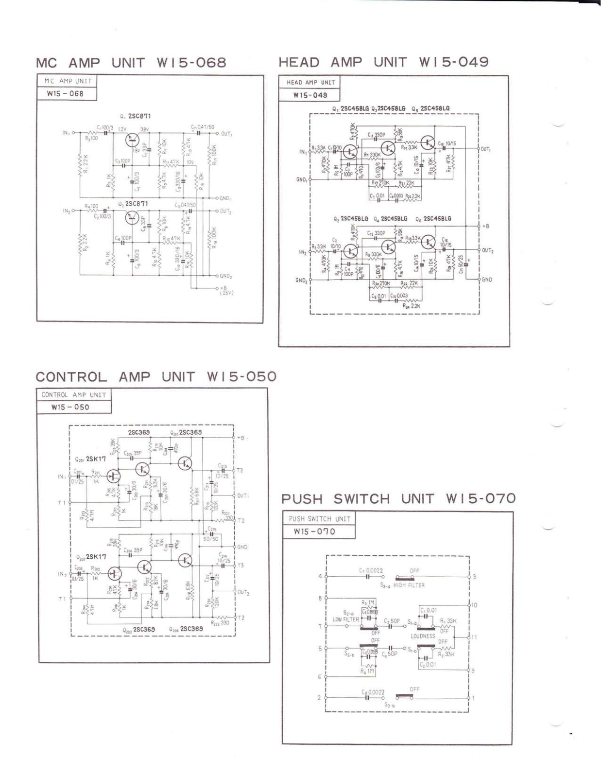 Pioneer W15-068, W15-049, W15-050, W15-070 Schematic