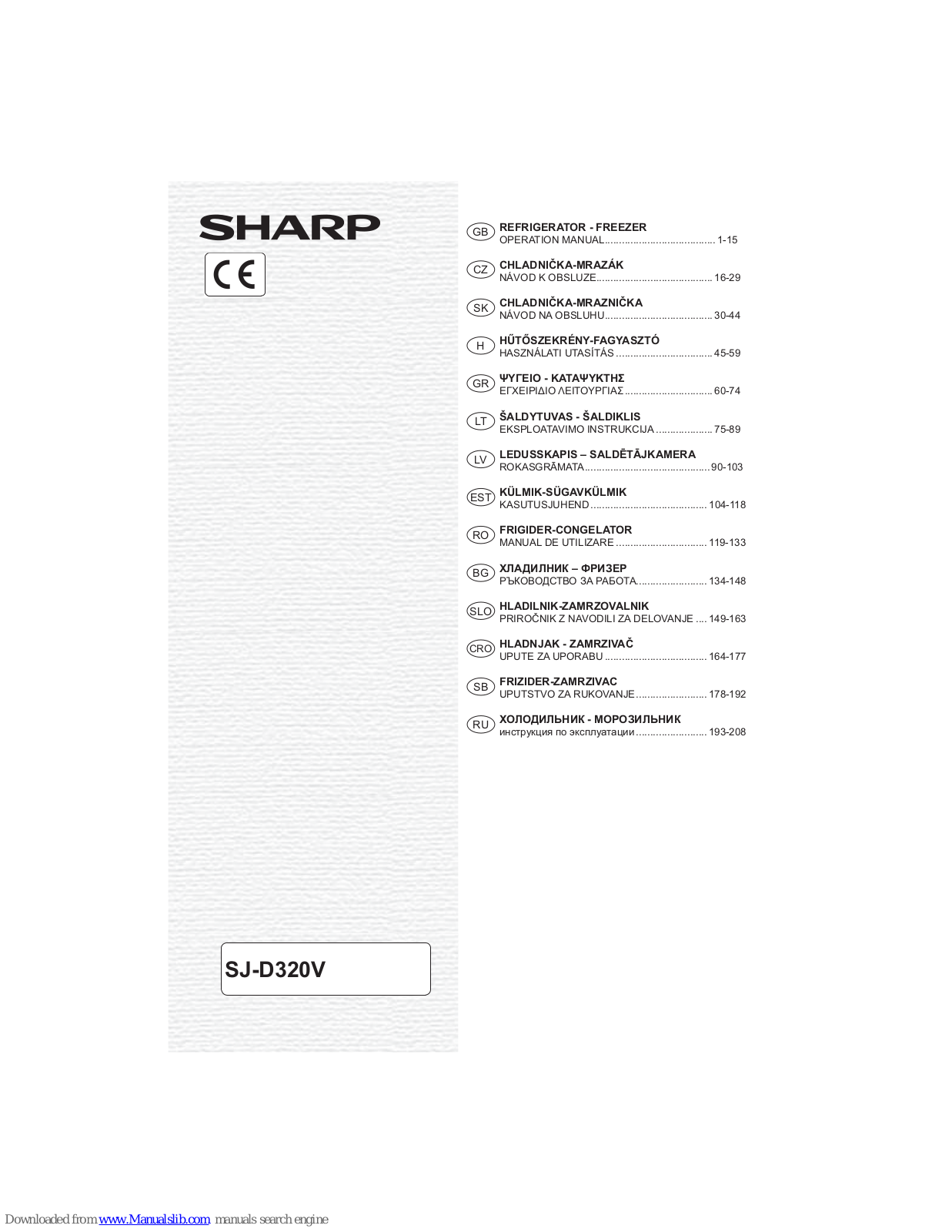 Sharp SJ-D320V Operation Manual