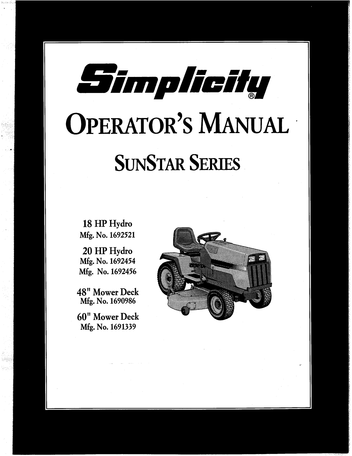 Simplicity 1691339, 1692521, 1692454, 1690986, 1692456 User Manual