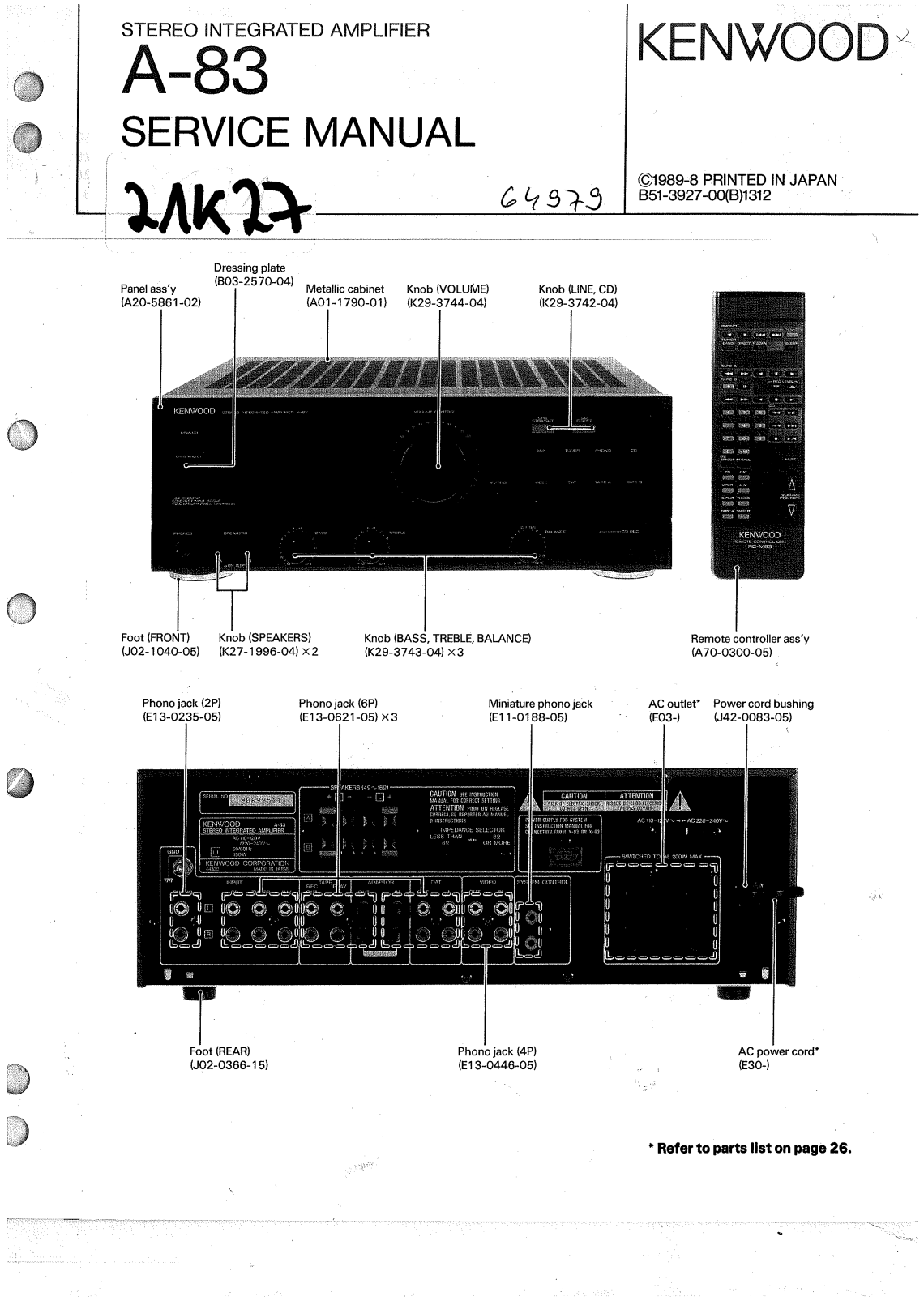 Kenwood A-83 Service manual