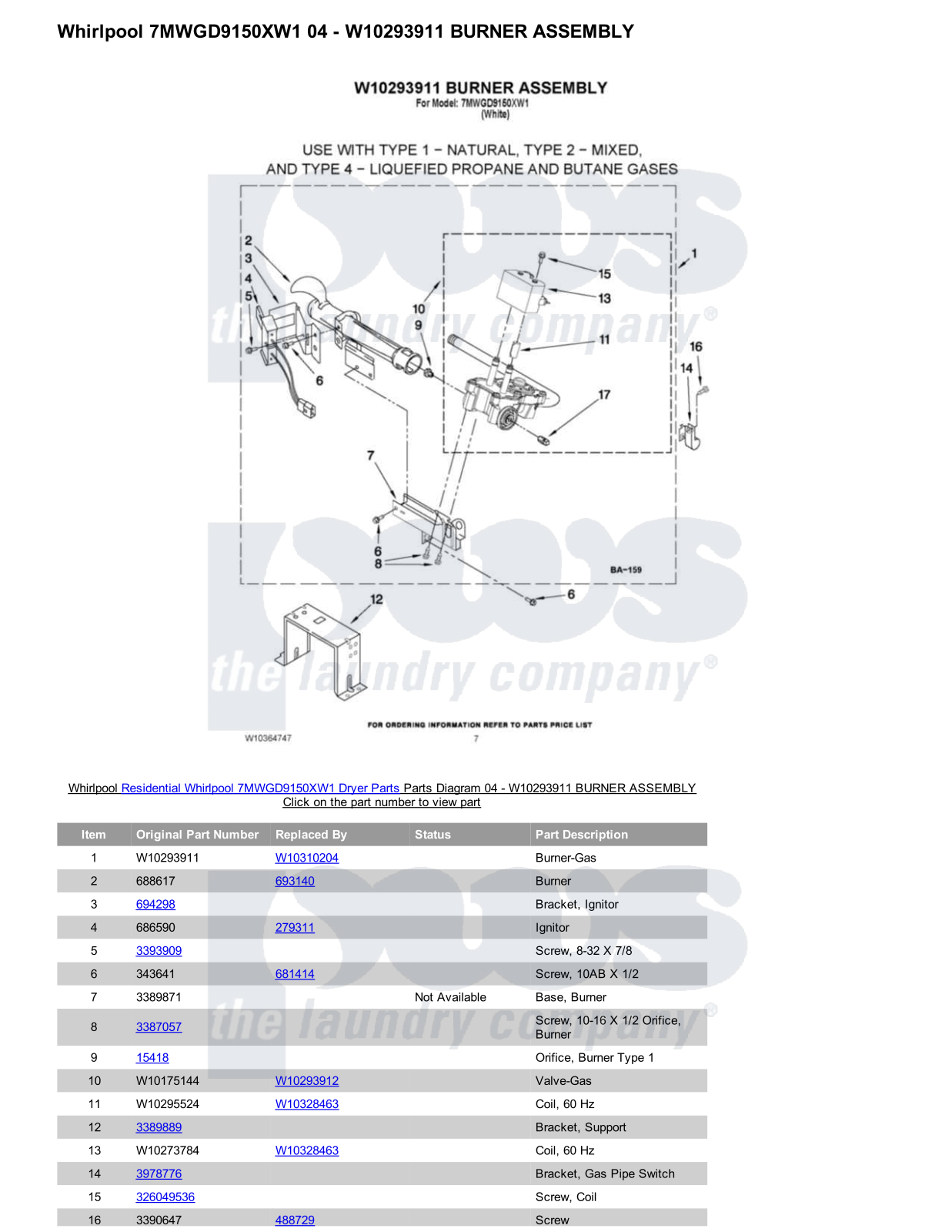 Whirlpool 7MWGD9150XW1 Parts Diagram