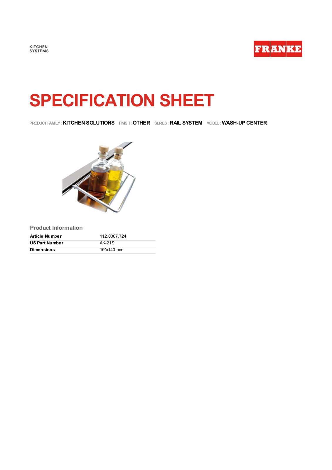 Franke Foodservice WASH-UP CENTER User Manual