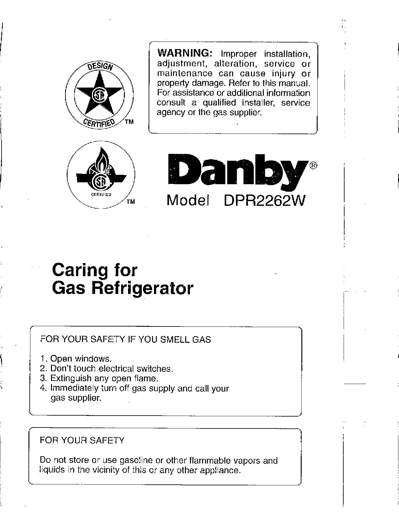 Danby DPR2262W User Manual
