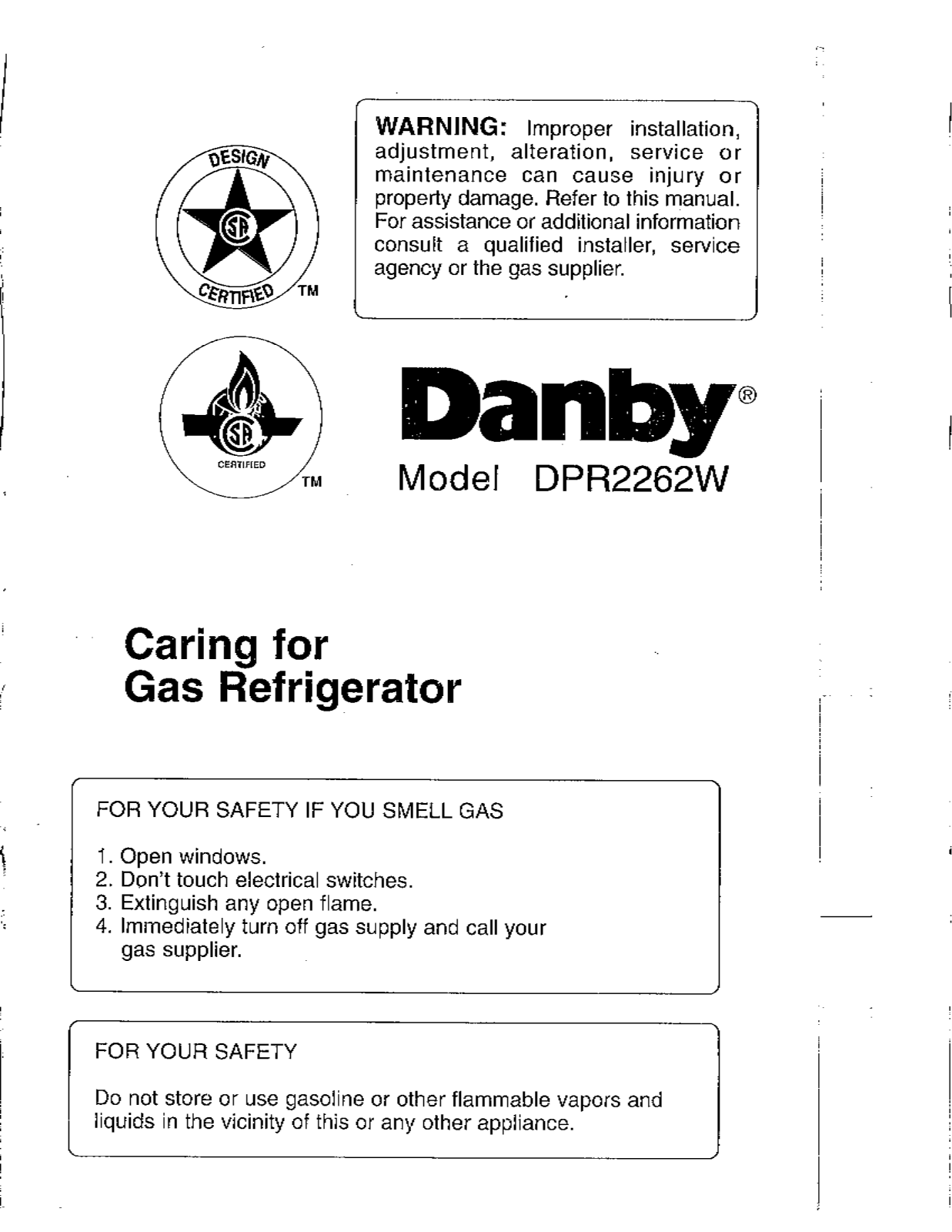 Danby DPR2262W User Manual