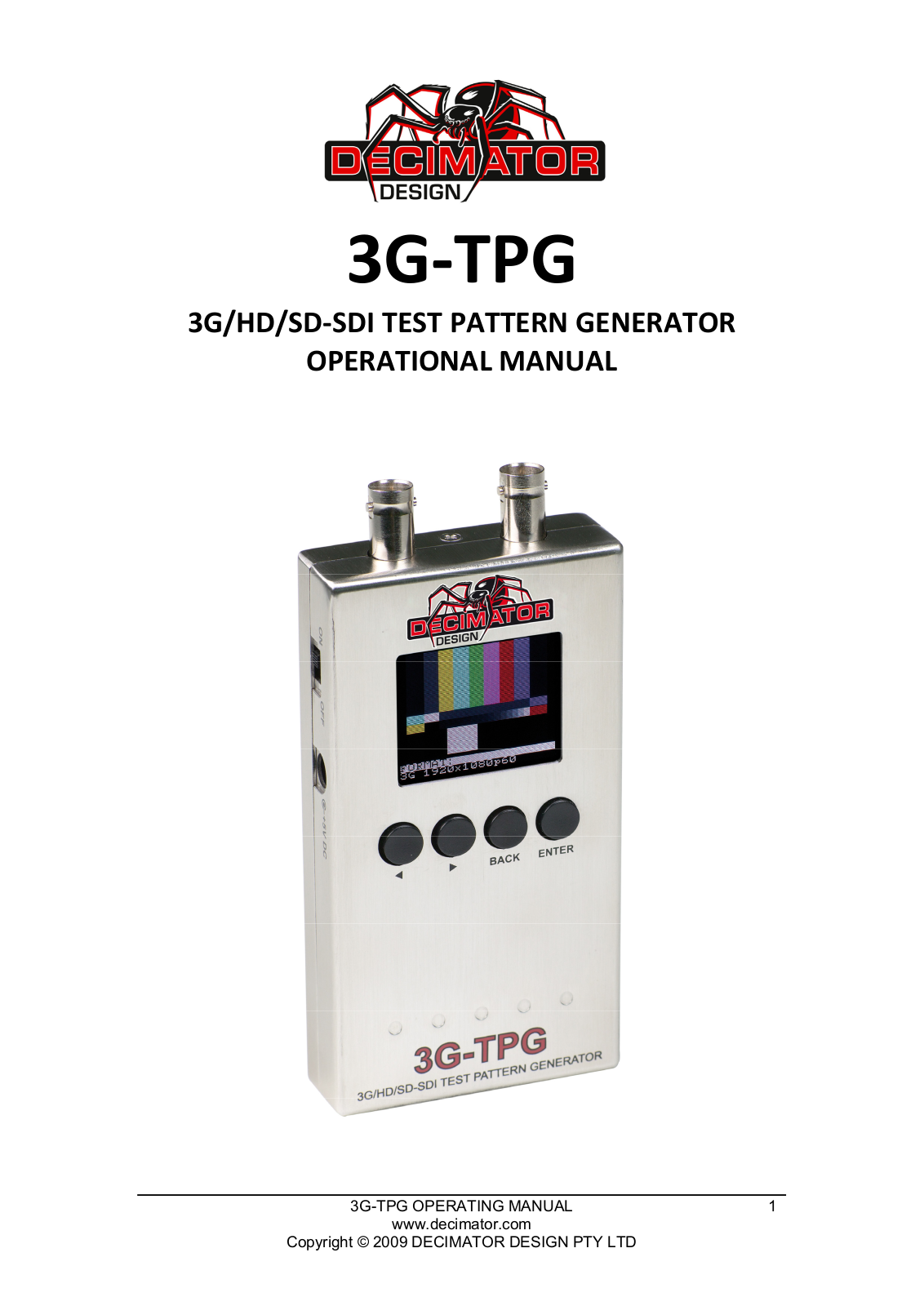 Decimator 3G-TPG User Manual