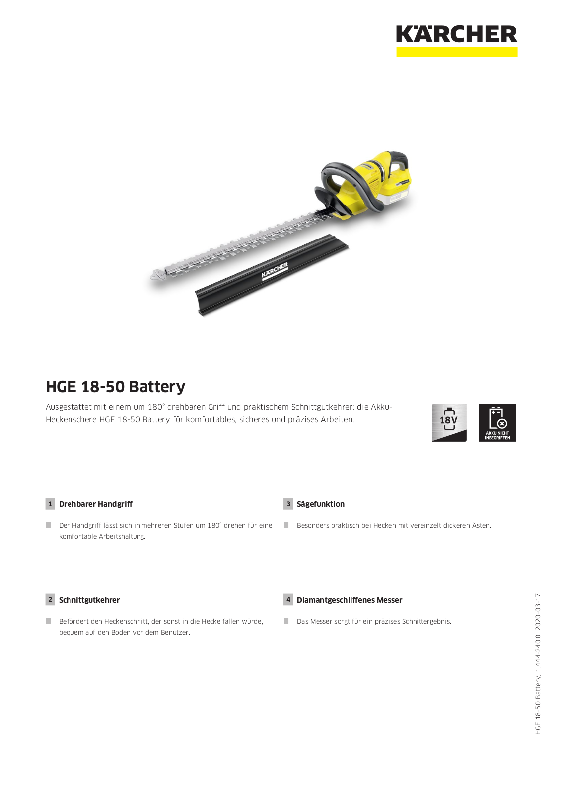 Kärcher HGE 18-50 Battery User Manual