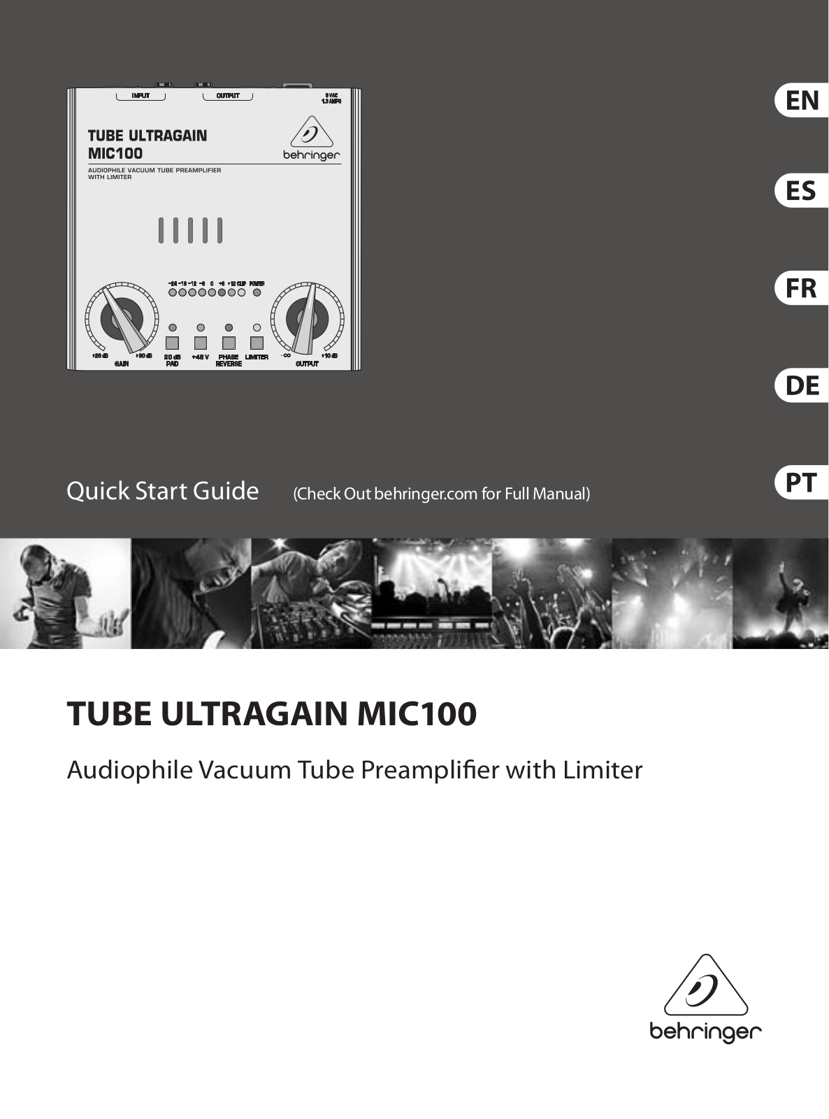 Behringer MIC100 Quick Start Guide