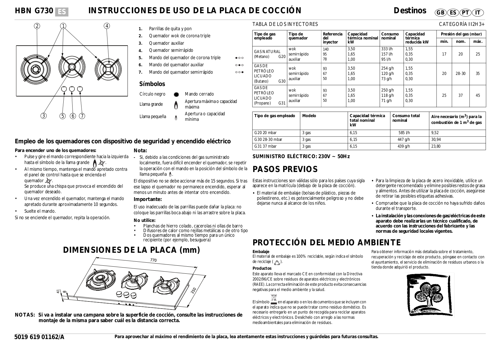 Whirlpool HBN G730 W INSTRUCTION FOR USE