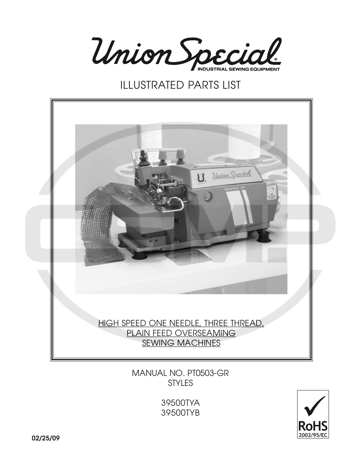 Union Special PT0503 GR Parts Book