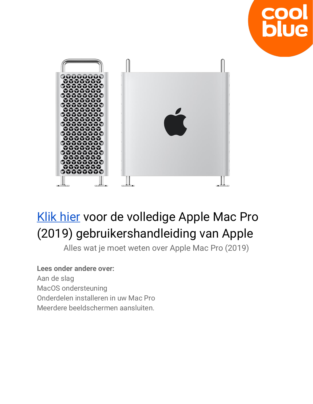 Apple Mac Pro (2019) 256 GB User manual