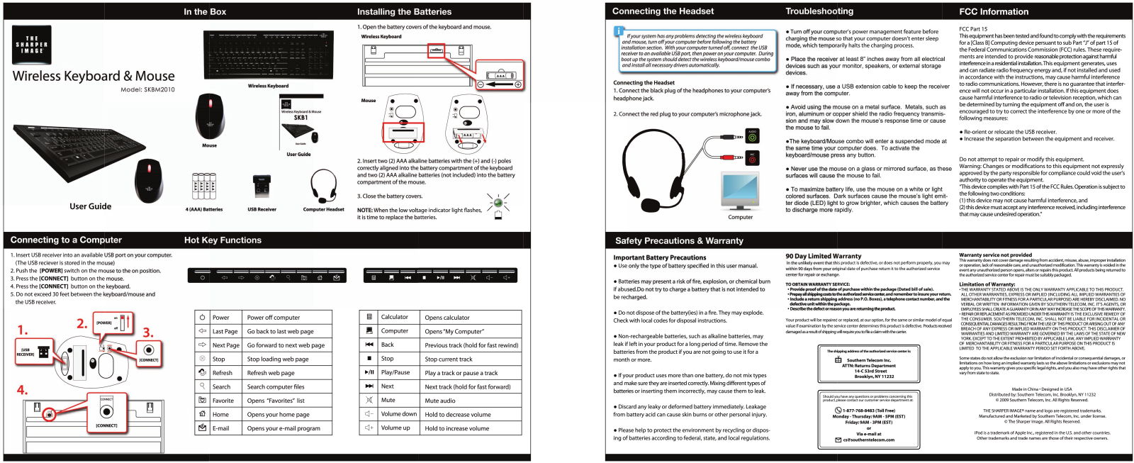 Sharper image SKBM2010 User Manual