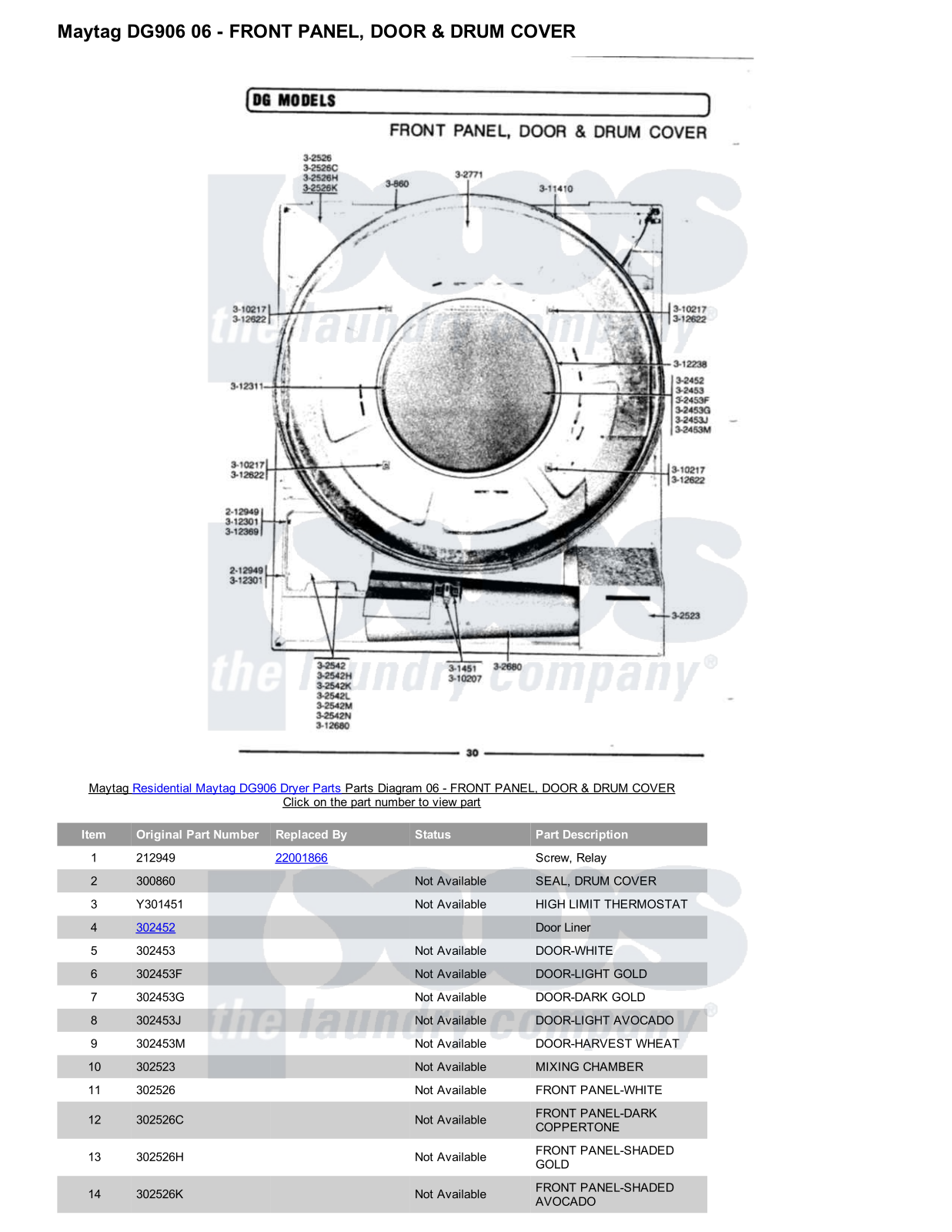 Maytag DG906 Parts Diagram