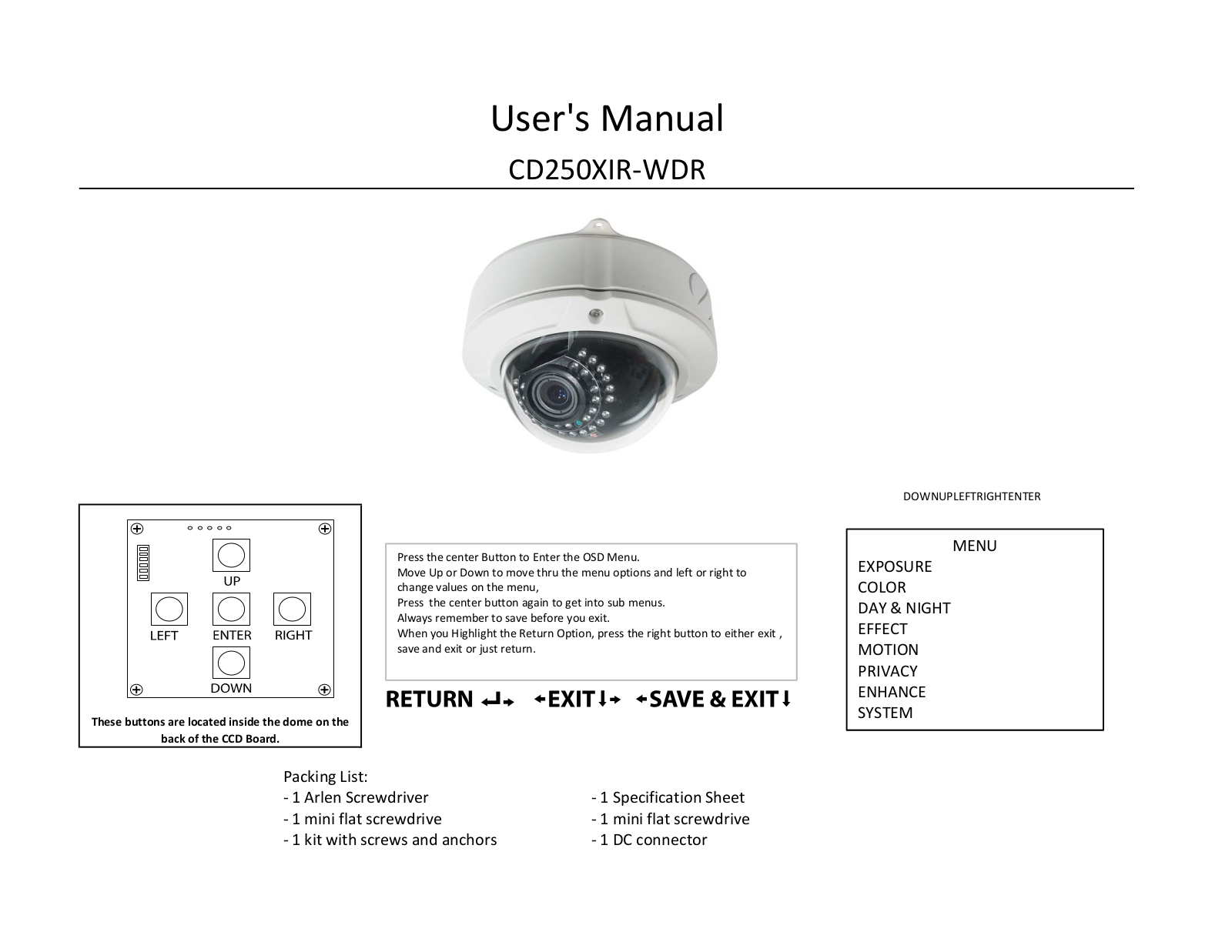 COP-USA CD250XIR-WDR User Manual