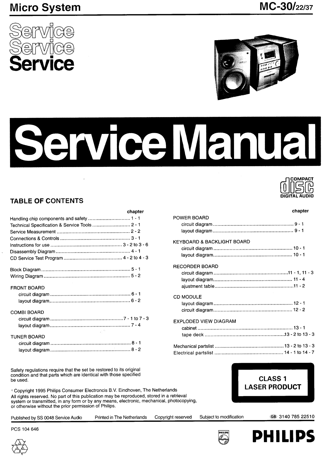 Philips MC-30 Service Manual