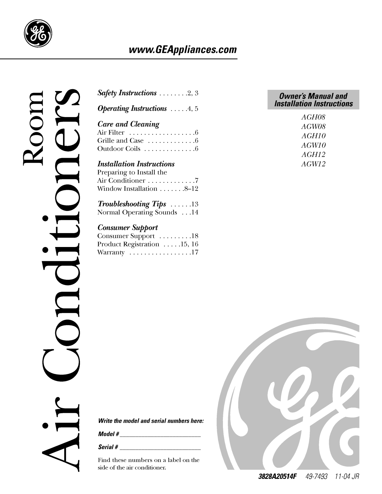 LG AGH08AHG1, AGW12AHG1 User Manual