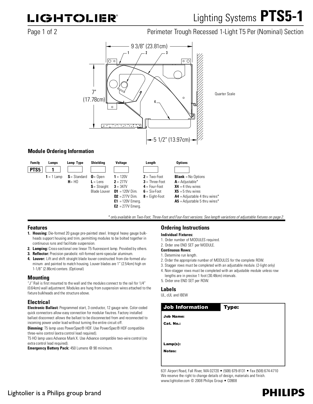 Lightolier PTS5-1 User Manual