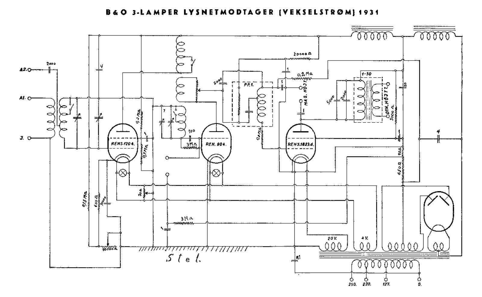 Bang & Olufsen 3-LAMPER 1931 Schematic