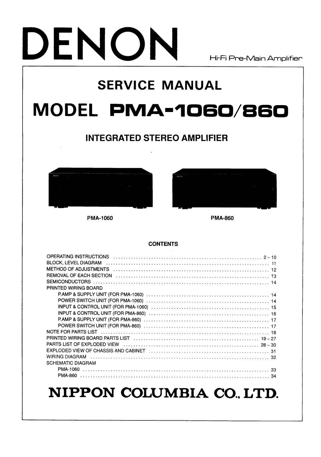 Denon PMA-1060 Service Manual