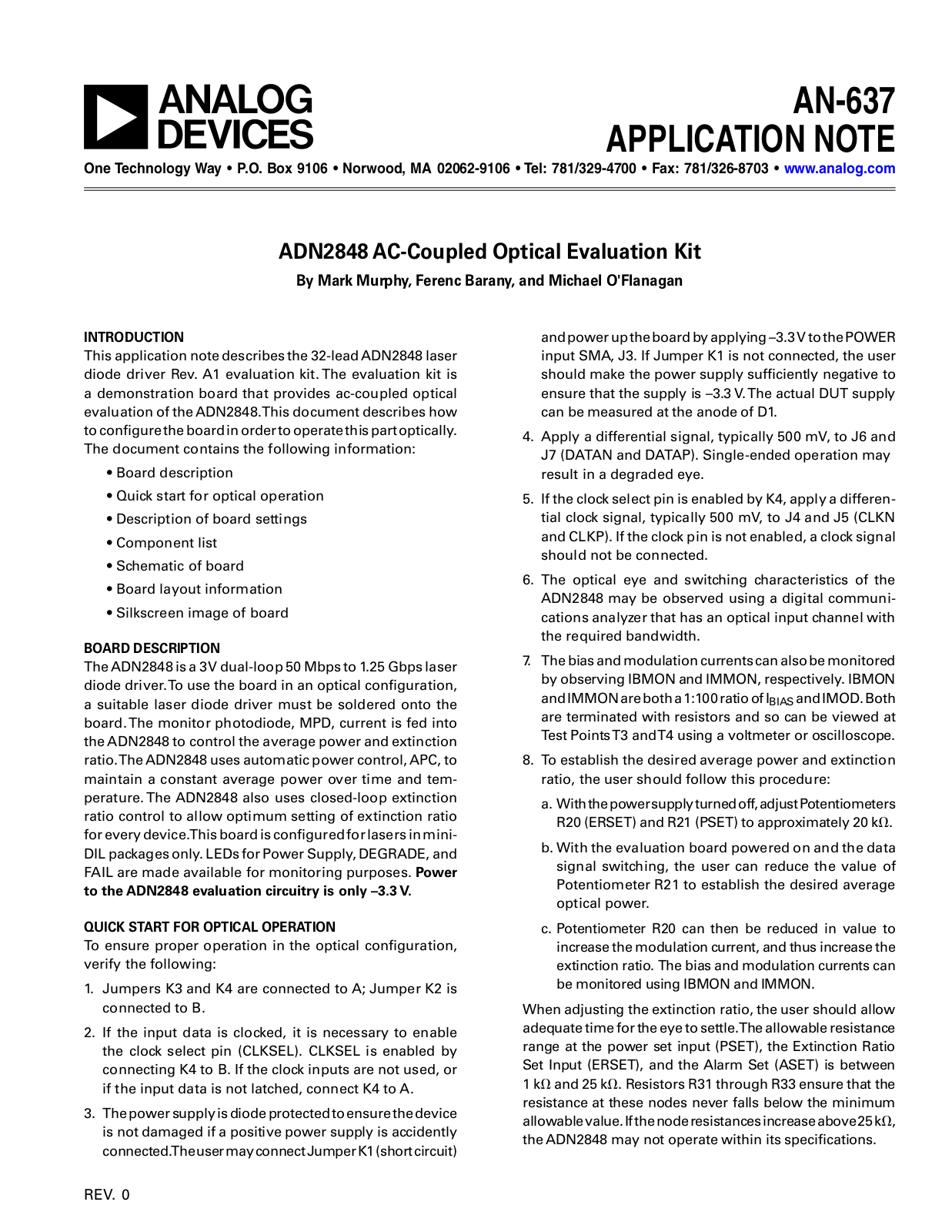 Analog Devices AN637 Application Notes