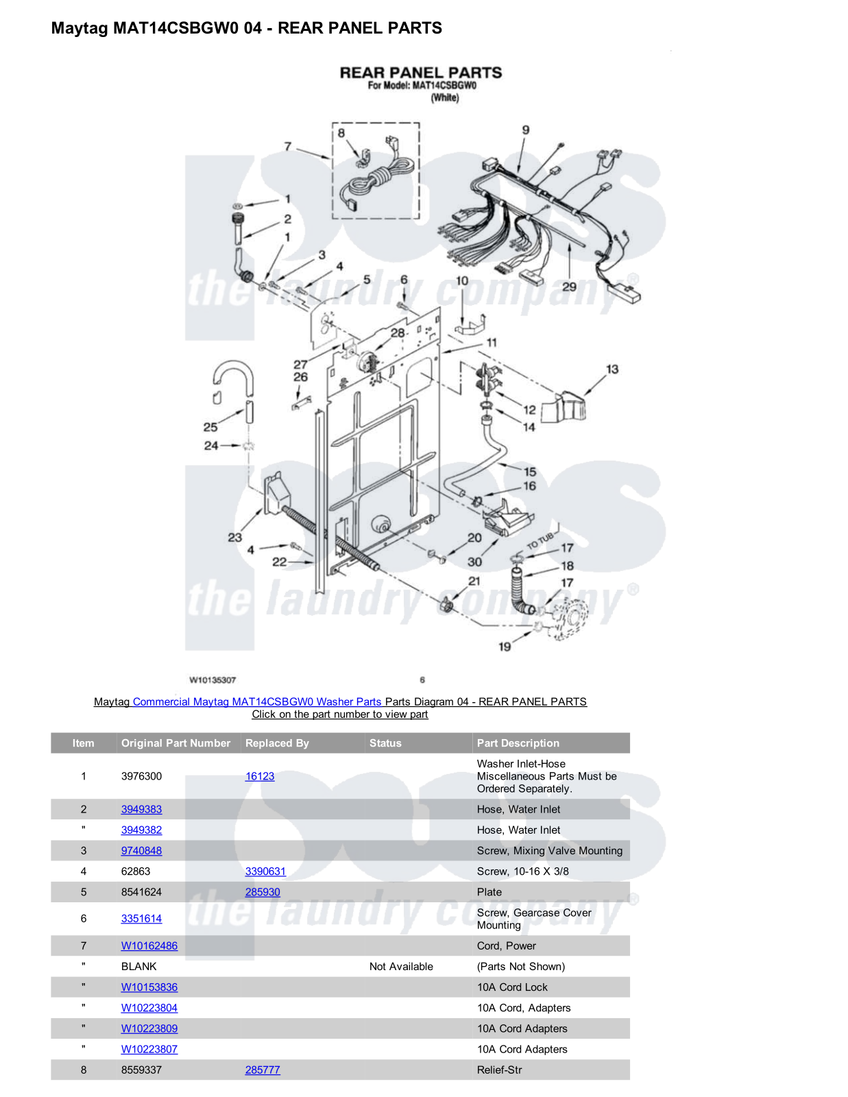 Maytag MAT14CSBGW0 Parts Diagram