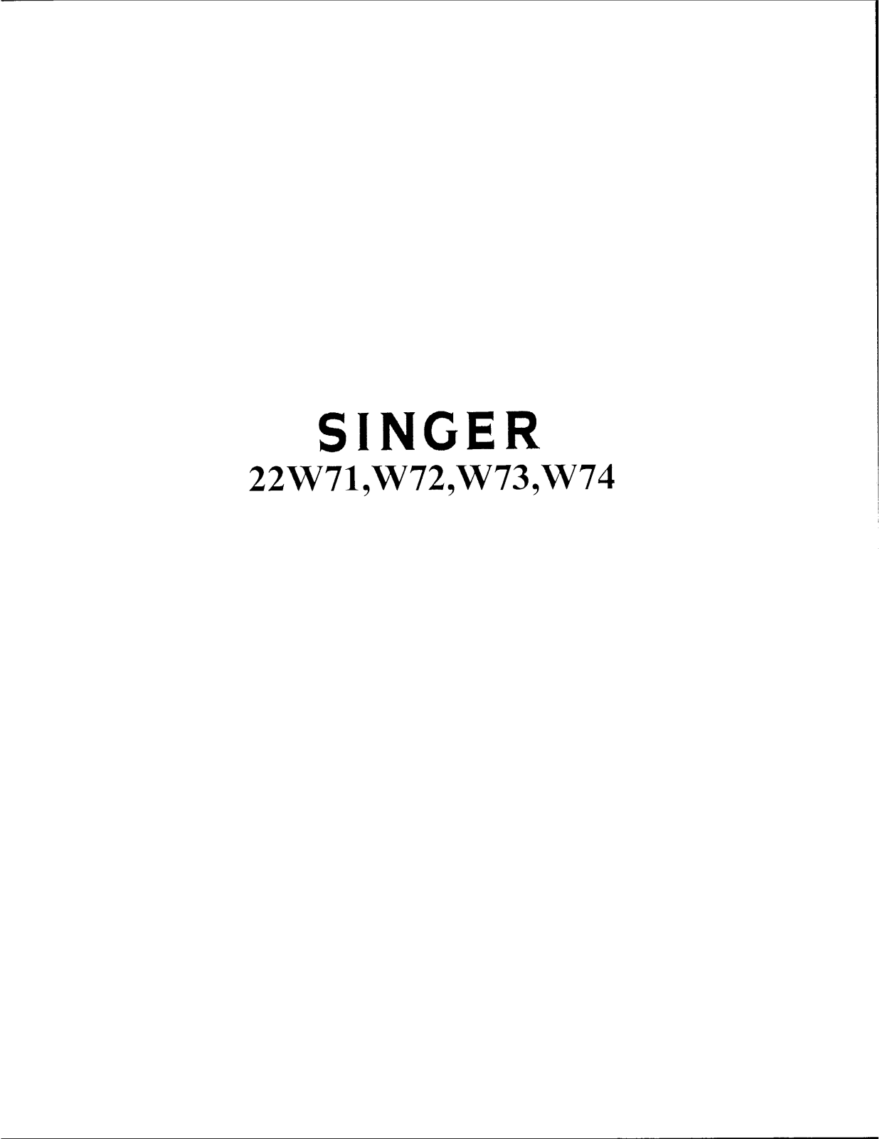 SINGER 22W71, 22W72, 22W73, 22W74 Parts List