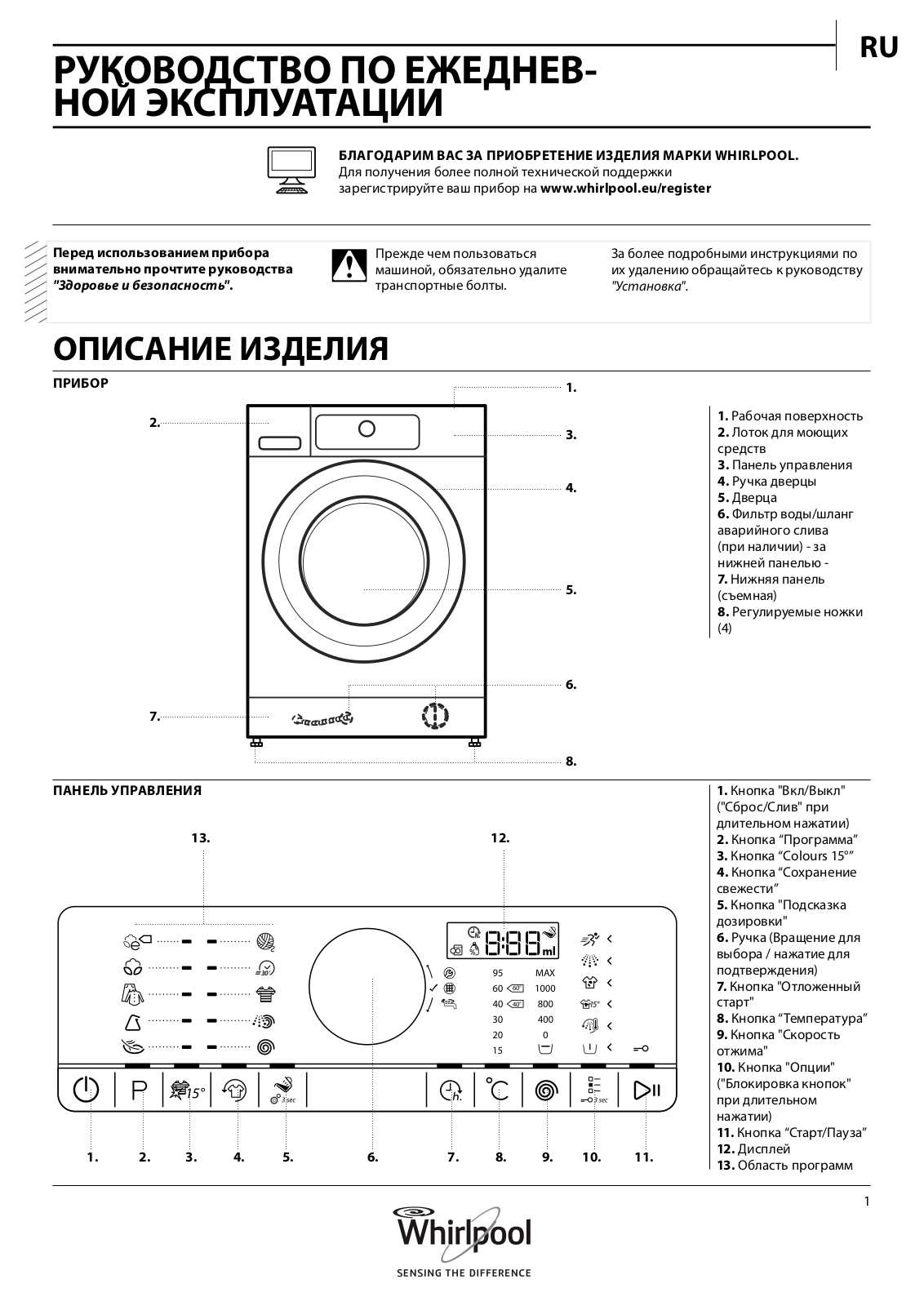 Whirlpool FSCR 90420 User manual