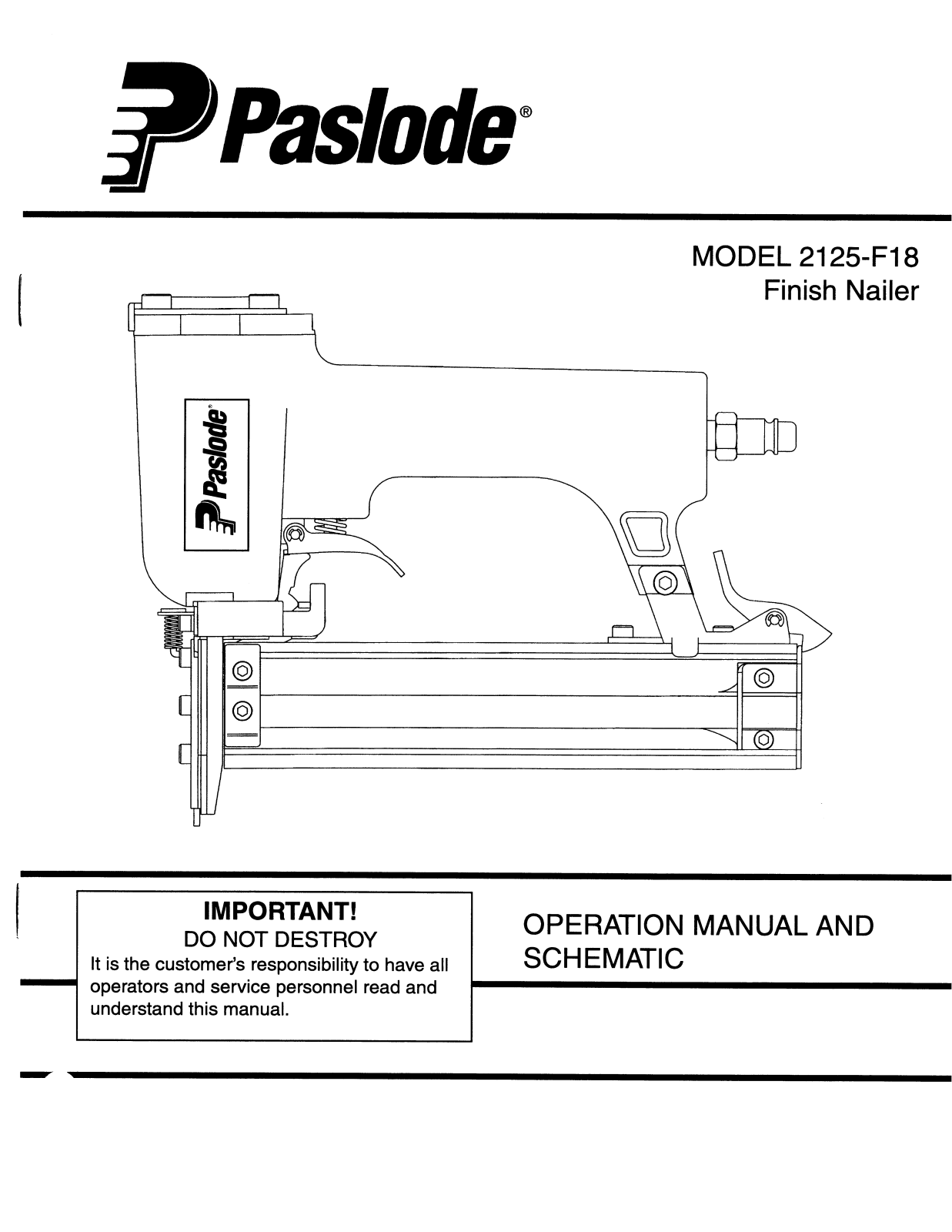 Paslode 2125-F18 User Manual