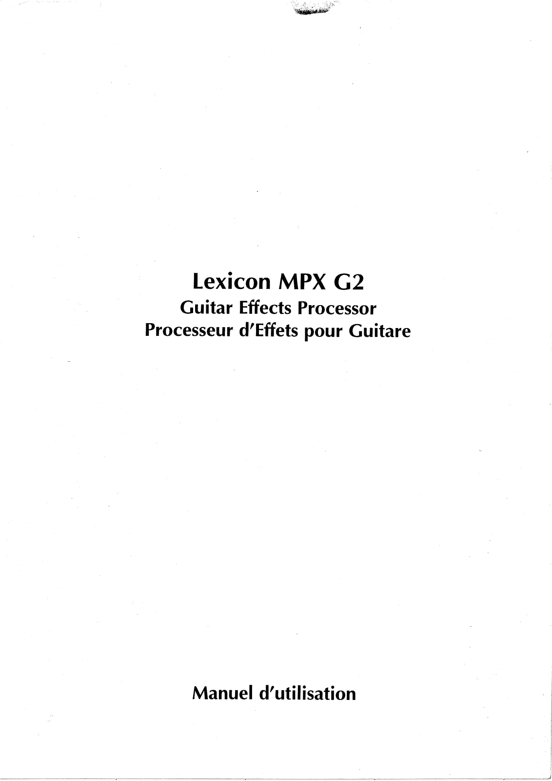 Lexicon MPX G2 User Manual