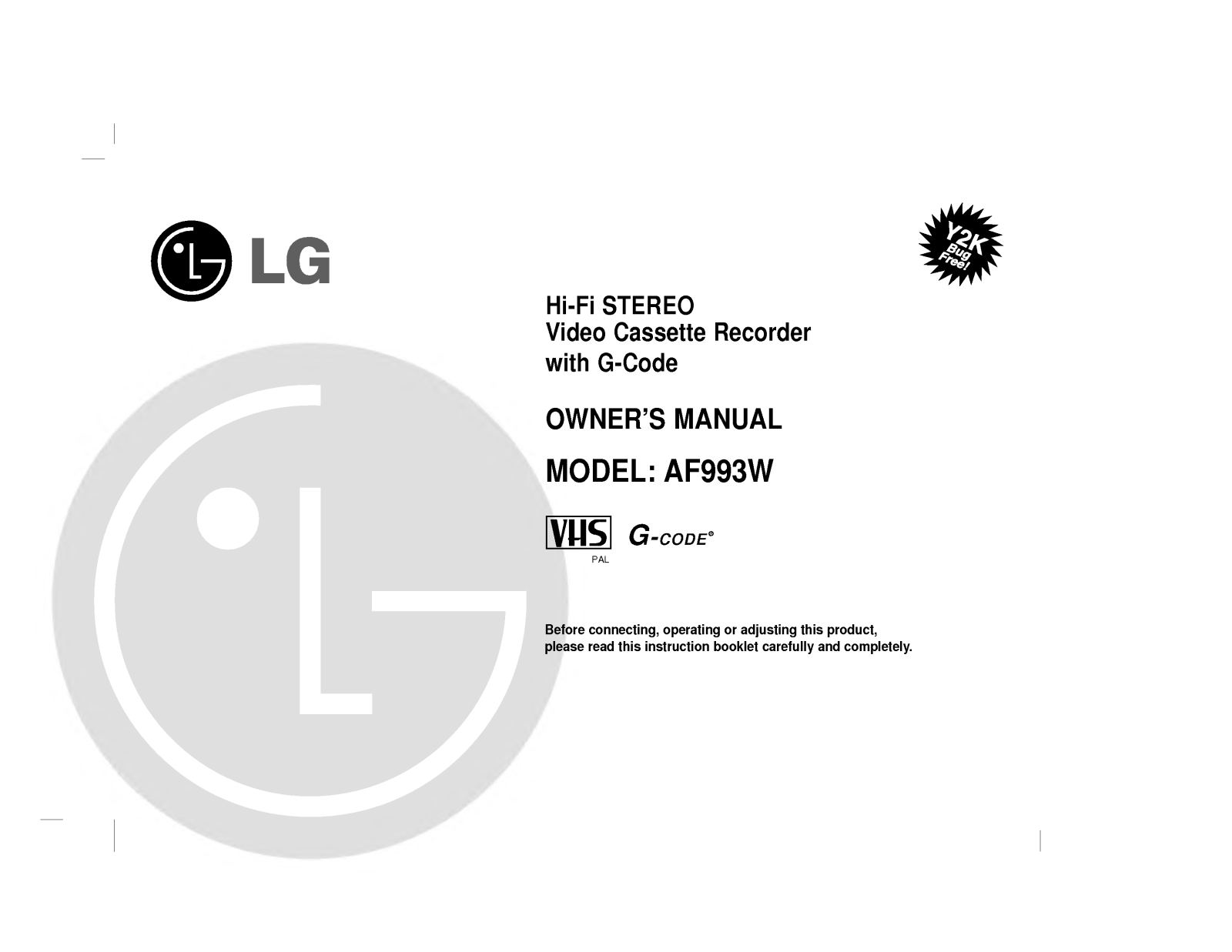 LG AF993W User Manual