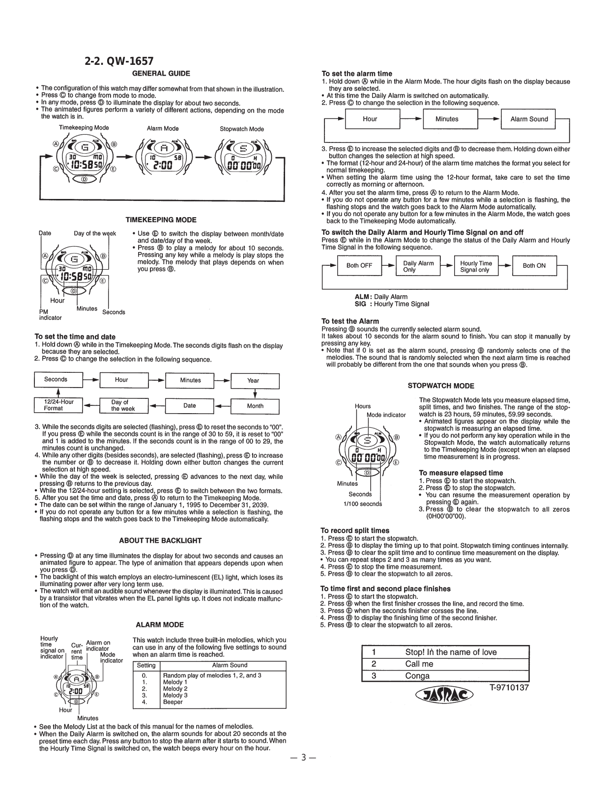 Casio 1657 Owner's Manual