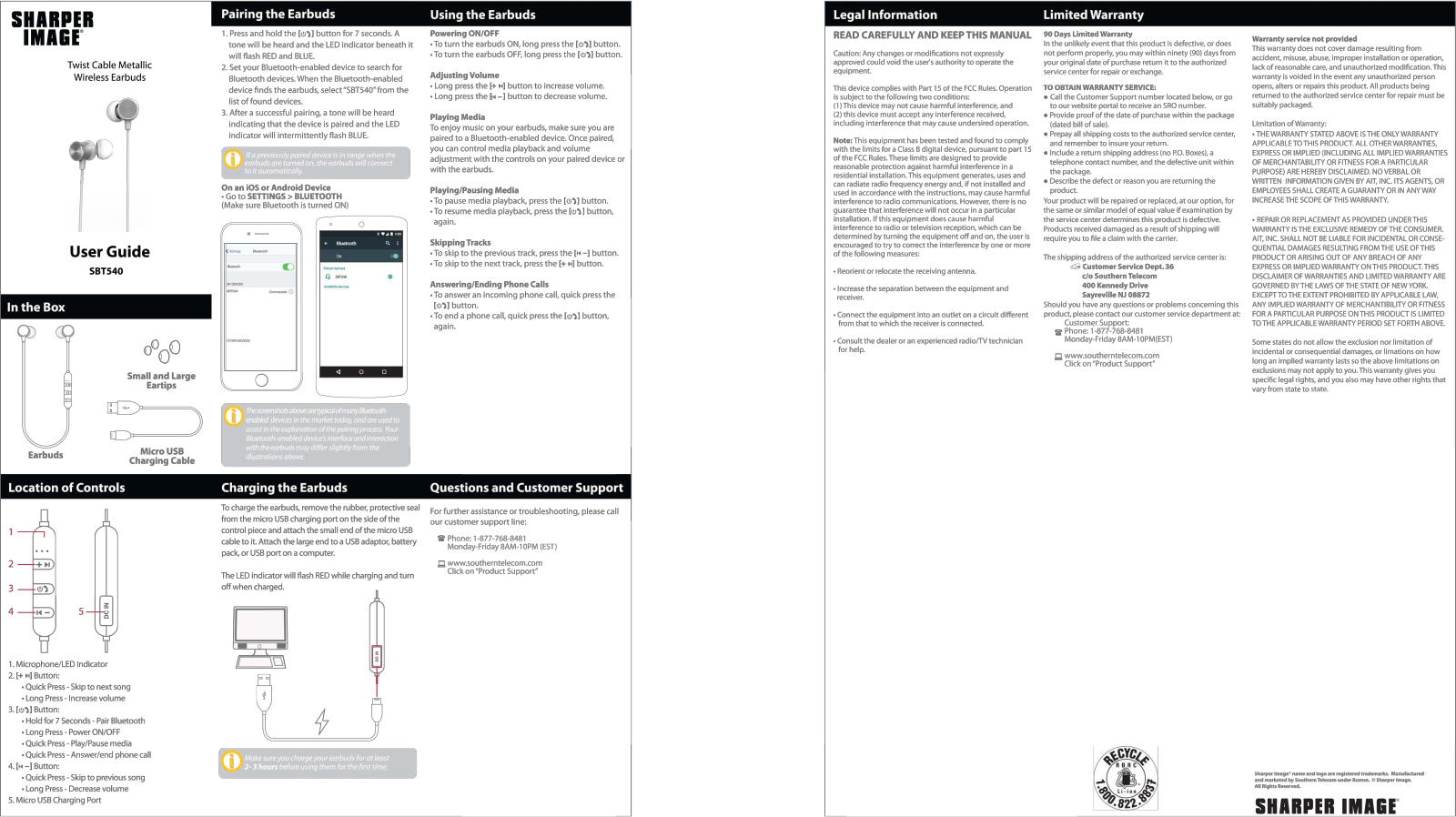 Sharper image SBT540 User Manual