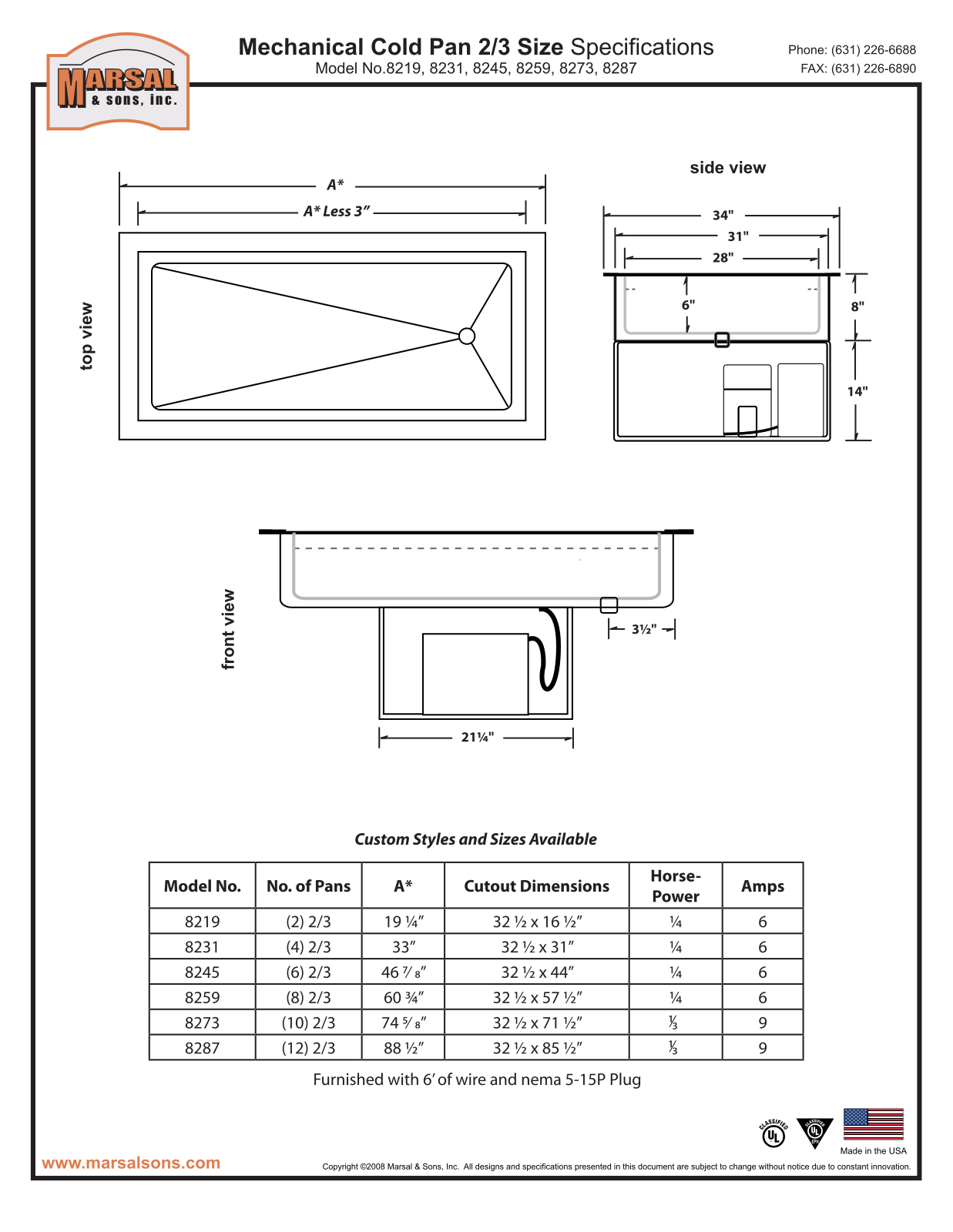 Marsal & Sons 8245 User Manual