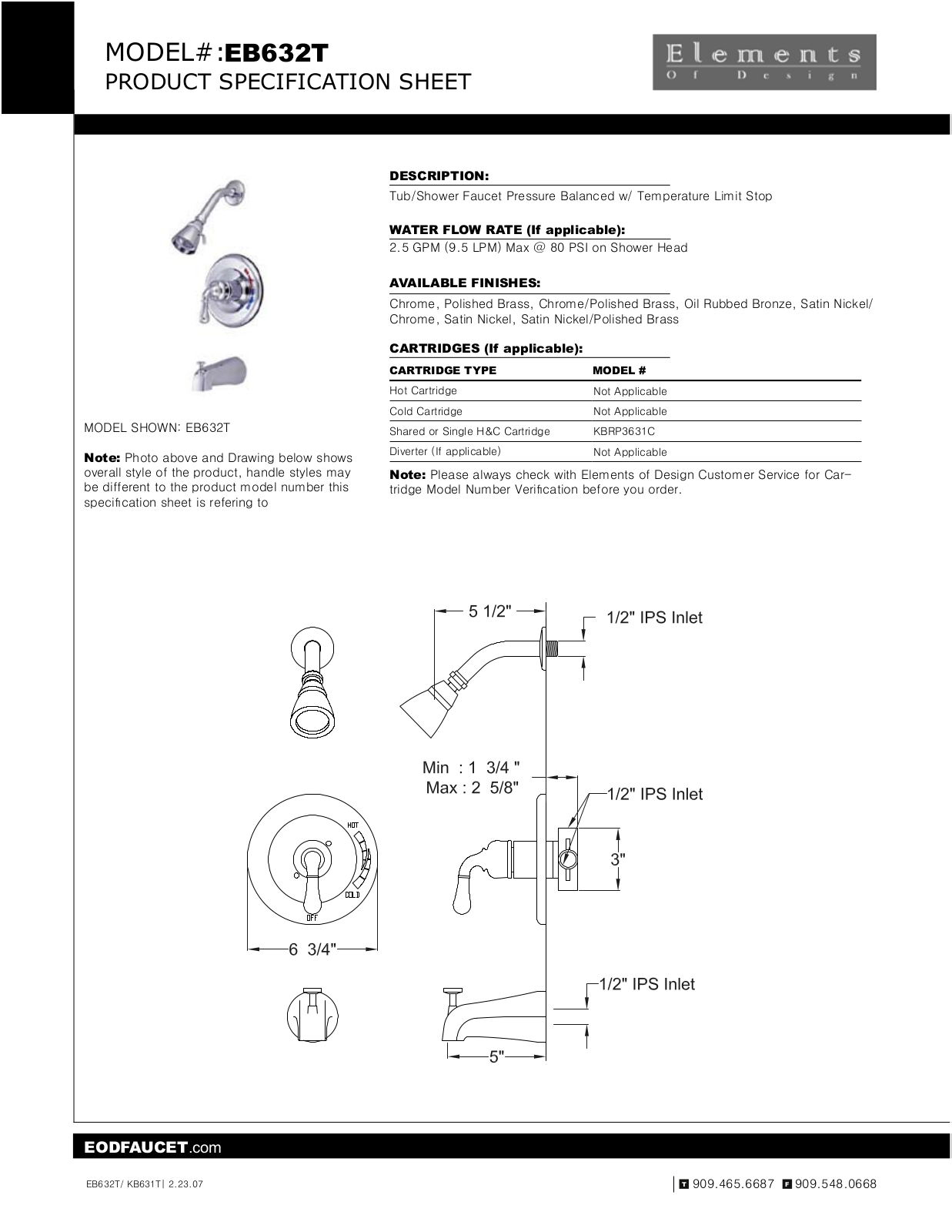 Elements of Design EDE2060 Specification Sheet - ManualMachine.com