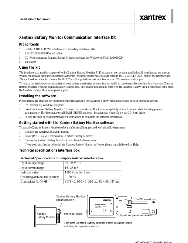 Xantrex Battery Monitor User Manual