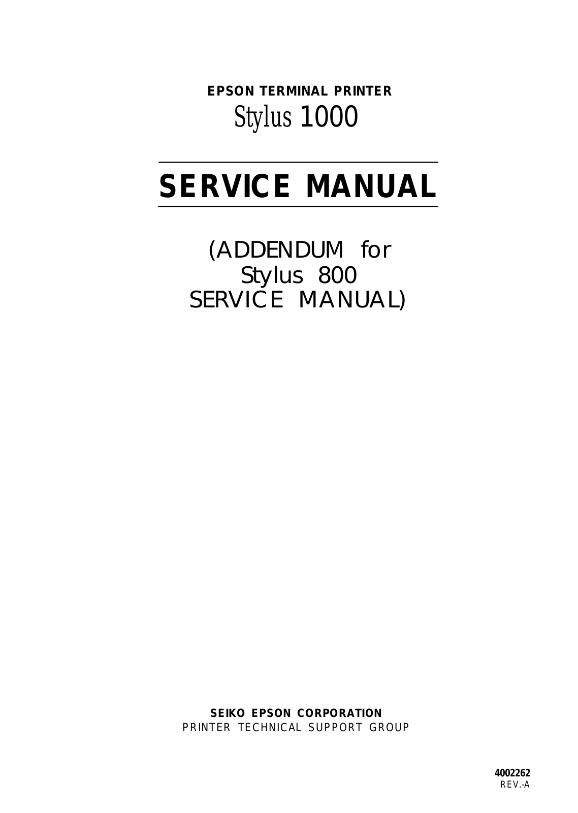 Epson Stylus 1000 Service Manual