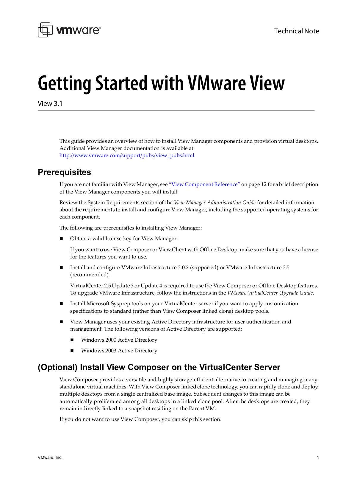 VMware View - 3.1 Getting Started