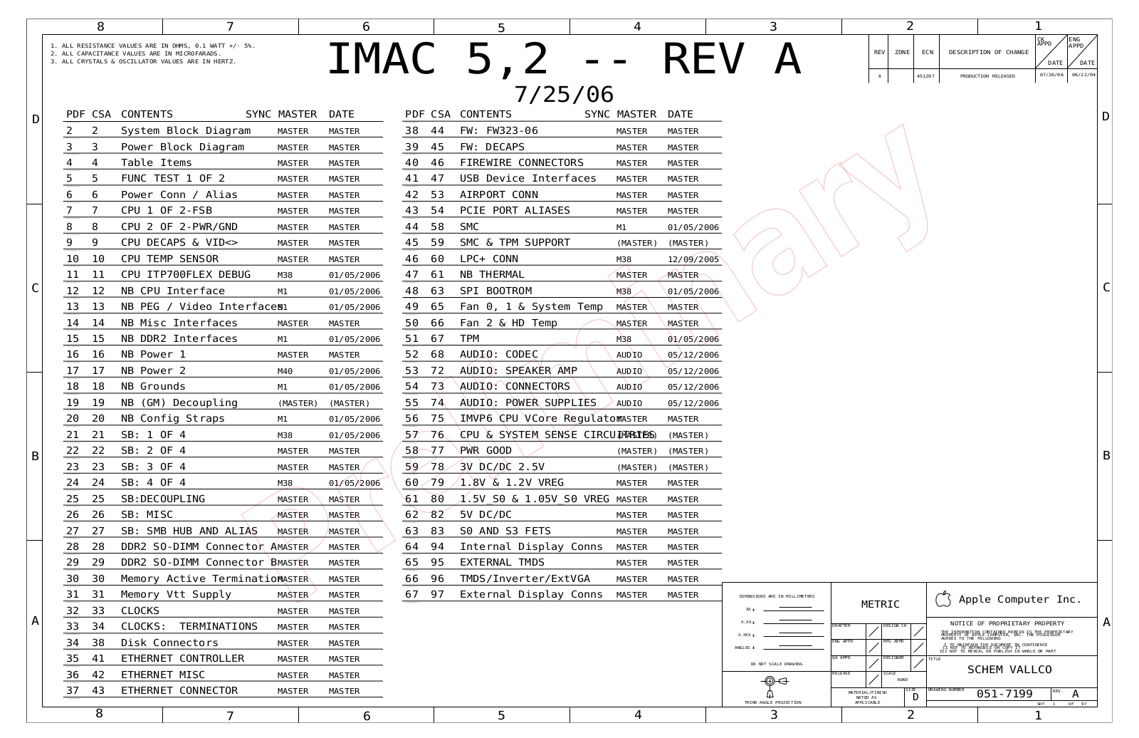 Apple IMAC 5.2 VALLCO Schematic